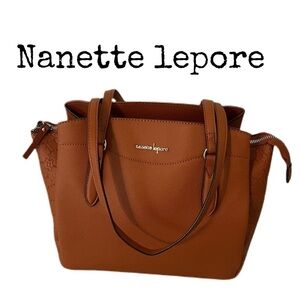 NWT Nanette Lenore Seraphina embossed Cognac tote bag